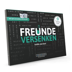 Spiel 'Freunde versenken' – nachhaltiges Gesellschaftsspiel mit Namen und Anti-Schummel-Aufsteller