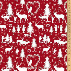 Baumwollstoff Wichtelwald rot Acufactum