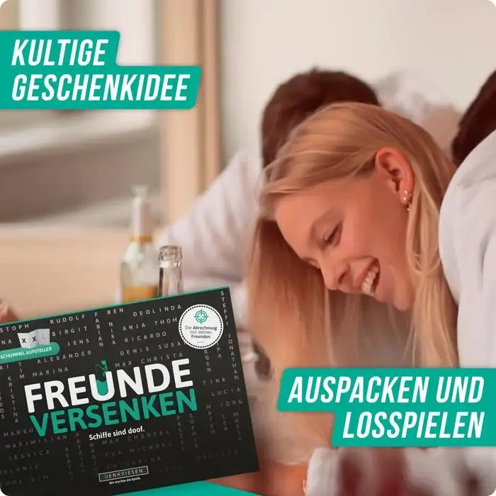 Freunde versenken Spiel – kultige Geschenkidee zum Auspacken & Losspielen, nachhaltiges Gesellschaftsspiel
