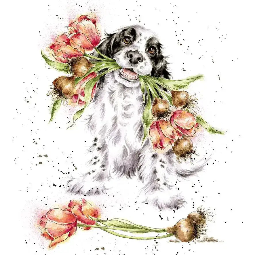 grusskarte-blooming-with-love-hund-mit-blumen-kunstundspiel-2 - kunstundspiel 
