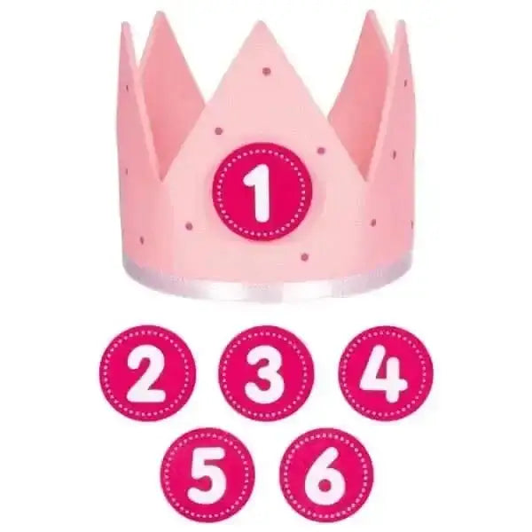 Krone Filz - rosa - inklusive Zahlen 1-6 Goki