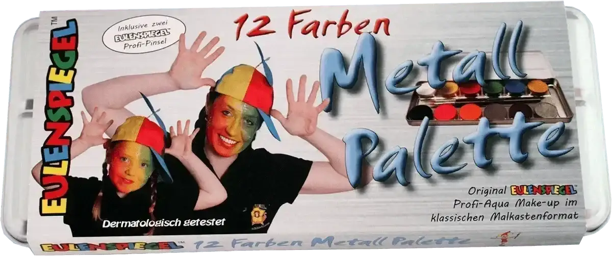 Schminkfarben 12er Metall-Palette Eulenspiegel