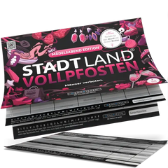Stadt Land Vollpfosten Spielkarten – Neu Mädelsabend Edition mit Punktesystem und bunten Grafiken für Partyspiele